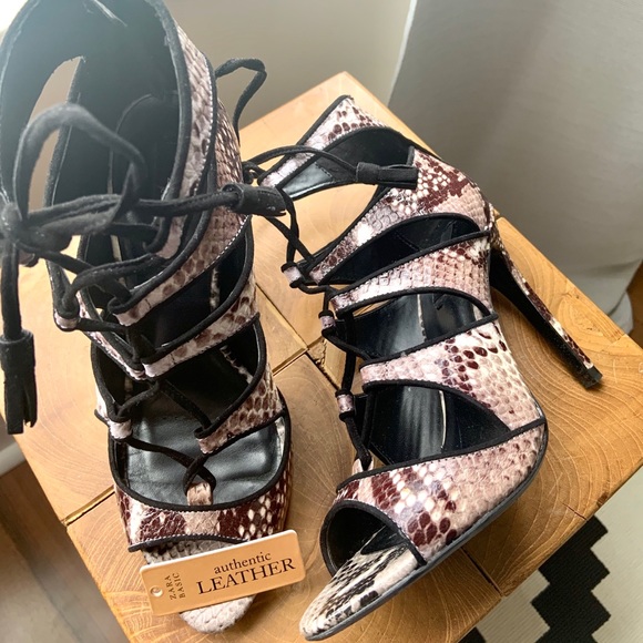 Zara snakeskin leather sandals - Picture 4 of 5